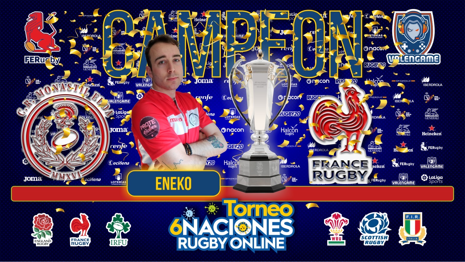 Eneko, del CR Monastil Elda, primer campeón de España de Rugby Online