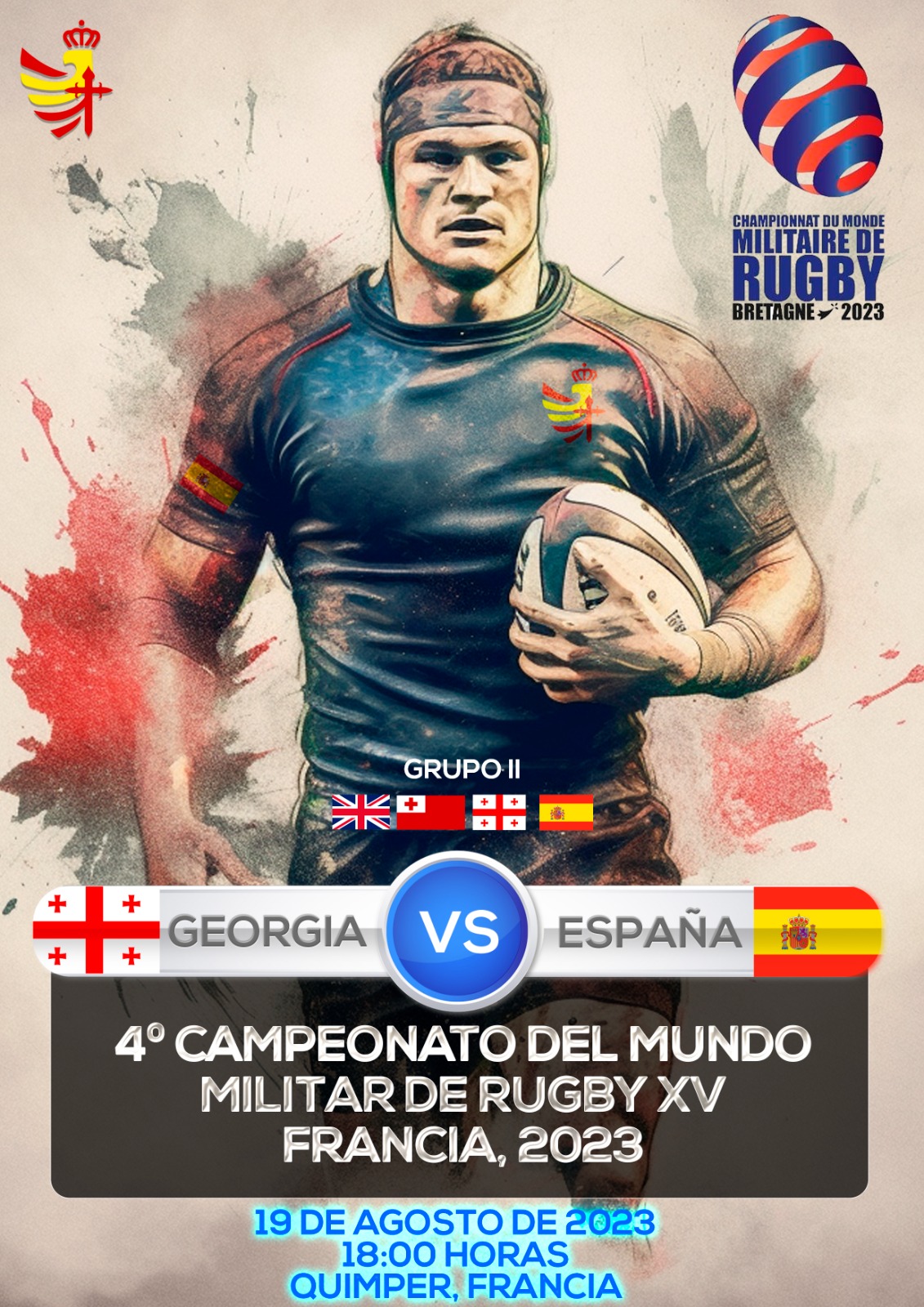 España juega ante Tonga en su segundo partido del Mundial Militar