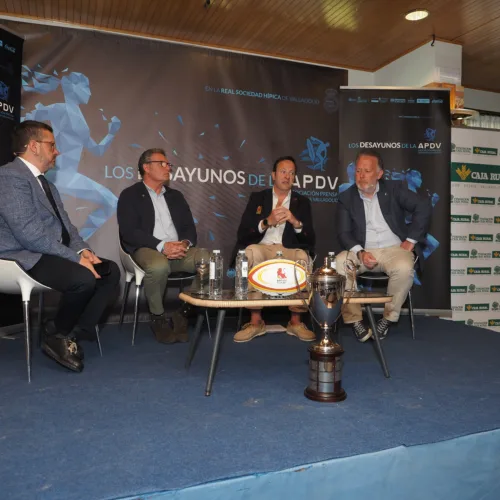 Juan Carlos Martín, en el desayuno de la APDV ‘Valladolid, catedral del rugby español’